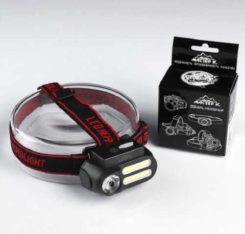 Фонарь налобный аккумуляторный "Мастер К" 1Вт 220В Черный фото Фонарь налобный аккумуляторный "Мастер К" 1Вт 220В Черный картинка